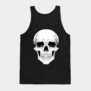 graphic drawing of a skull, black and white illustration Tank Top